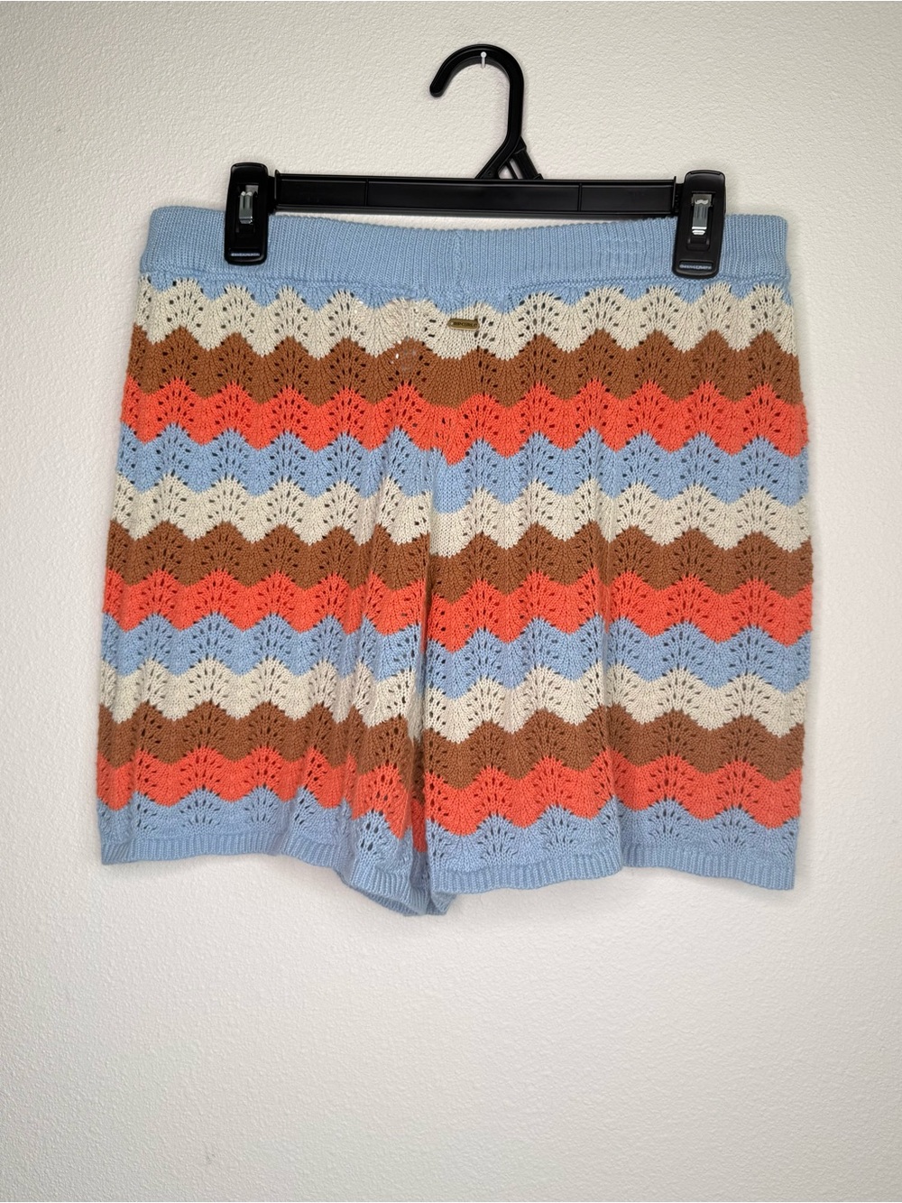 Rip Curl Women's Santorini Sun Crochet Shorts Striped Crochet Knit High-Waist - Picture 3 of 6